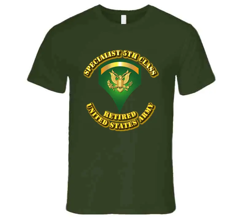 Premium Retired Specialist 5 (E5) W Text T-Shirt - Image 3