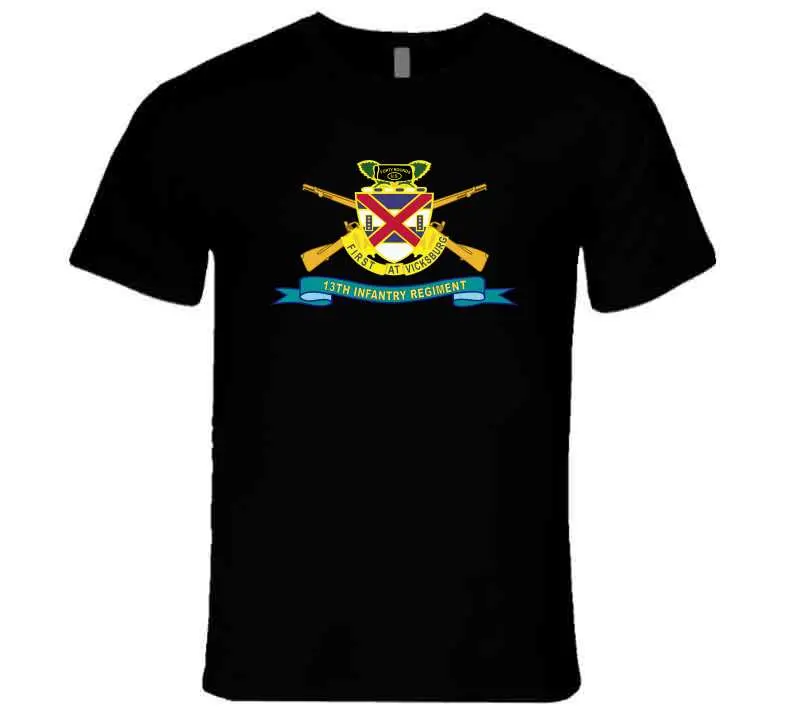 Official 13th Infantry Regiment long sleeve t-shirt featuring distinctive unit insignia (DUI) and brigade ribbon design - Image 17