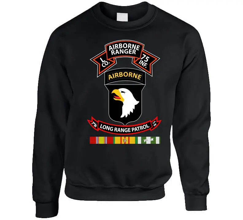 Vietnam War Veteran Long Sleeve T-Shirt Featuring 75th Ranger, 101st Airborne, and LRS-D Units - Image 9