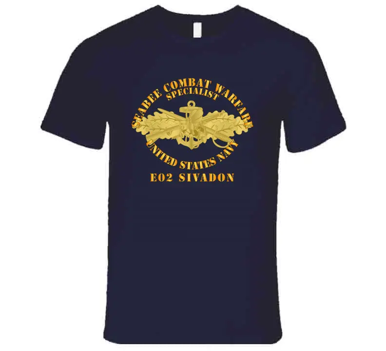 Premium Navy Seabee Combat Warfare Badge T-Shirt by Sivadon (E02)