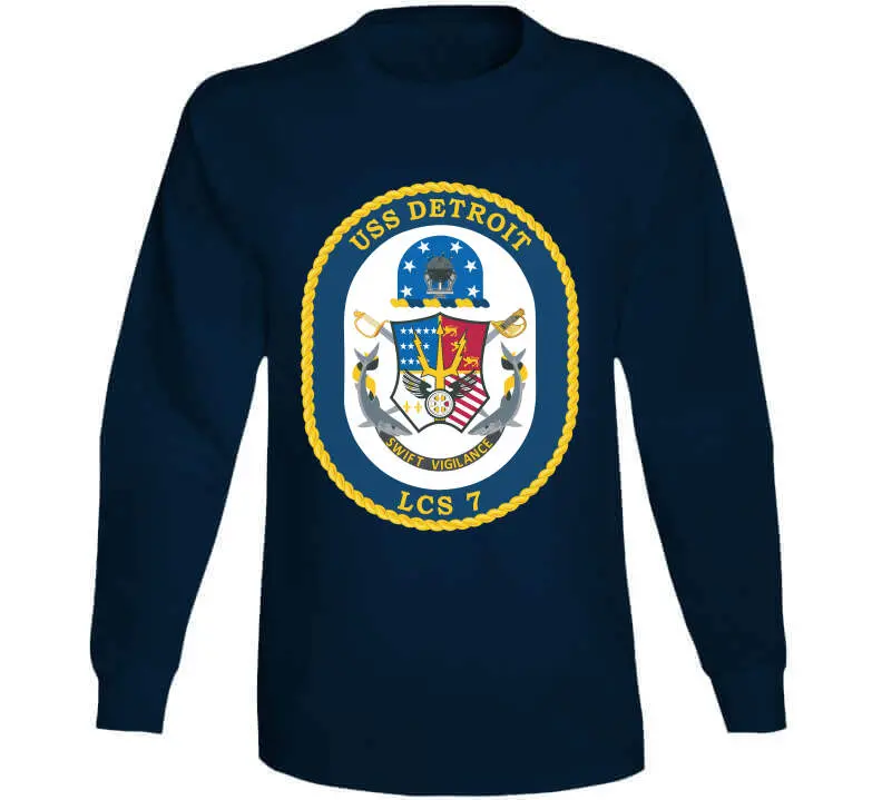 USS Detroit LCS-7 Naval Tribute T-Shirt, Crewneck Sweatshirt, Hoodie & Long-Sleeve Top - Image 13
