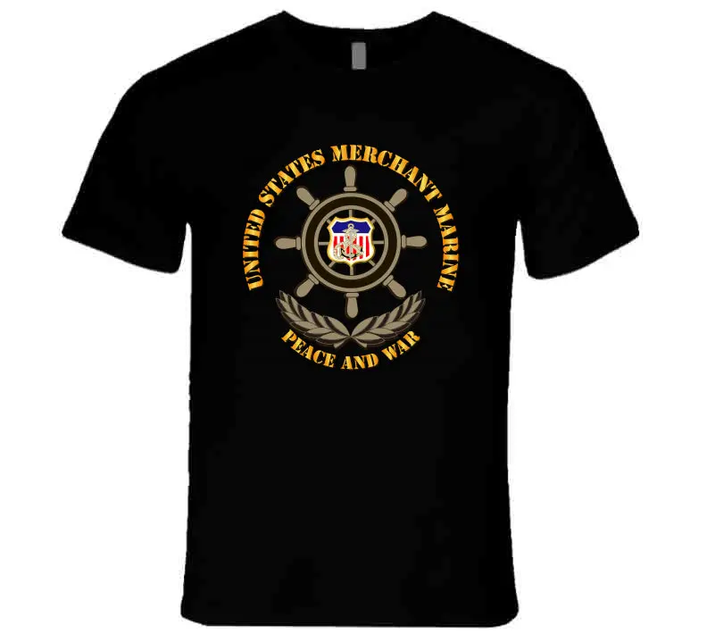 United States Merchant Marine, "Peace And War" With Color Shield - T-Shirts - Premium 2