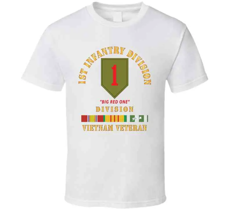 Army - Ssi - 1St Infantry Division - Big Red One - Vietnam Veteran W Vn Svc Bar X T Shirt 6