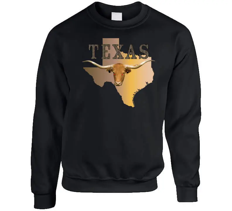 Texas Rattler Skin State Map with Longhorn Design – Classic T-Shirt, Crewneck Sweatshirt, Hoodie & Long-Sleeve Tee - Image 6