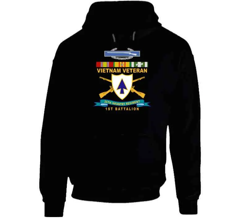 Official 26th Infantry Regiment T-shirt featuring Distinctive Unit Insignia (DUI), Bronze Ribbon, 1st Battalion designation, Combat Infantryman Badge (CIB), Vietnam Service Medal emblem, and 'X300' commemorative detail - Image 9