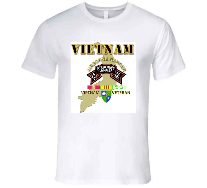 Premium Vietnam-inspired t-shirts with distinctive emblem, SOF, ABN, and RGR graphics