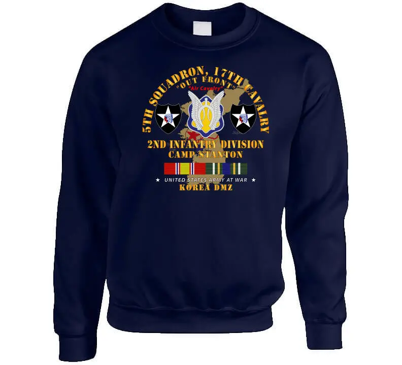 Vintage Military T-Shirt Featuring 5th Squadron, 17th Cavalry Regiment – Camp Stanton, 2nd Infantry Division with Korea Service Map Design - Image 7