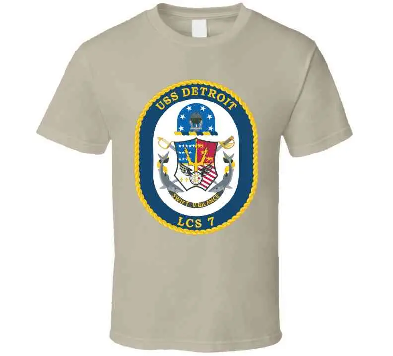USS Detroit LCS-7 Naval Tribute T-Shirt, Crewneck Sweatshirt, Hoodie & Long-Sleeve Top - Image 5