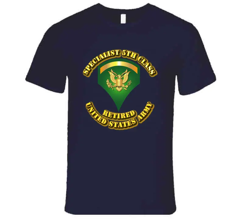 Premium Retired Specialist 5 (E5) W Text T-Shirt - Image 4