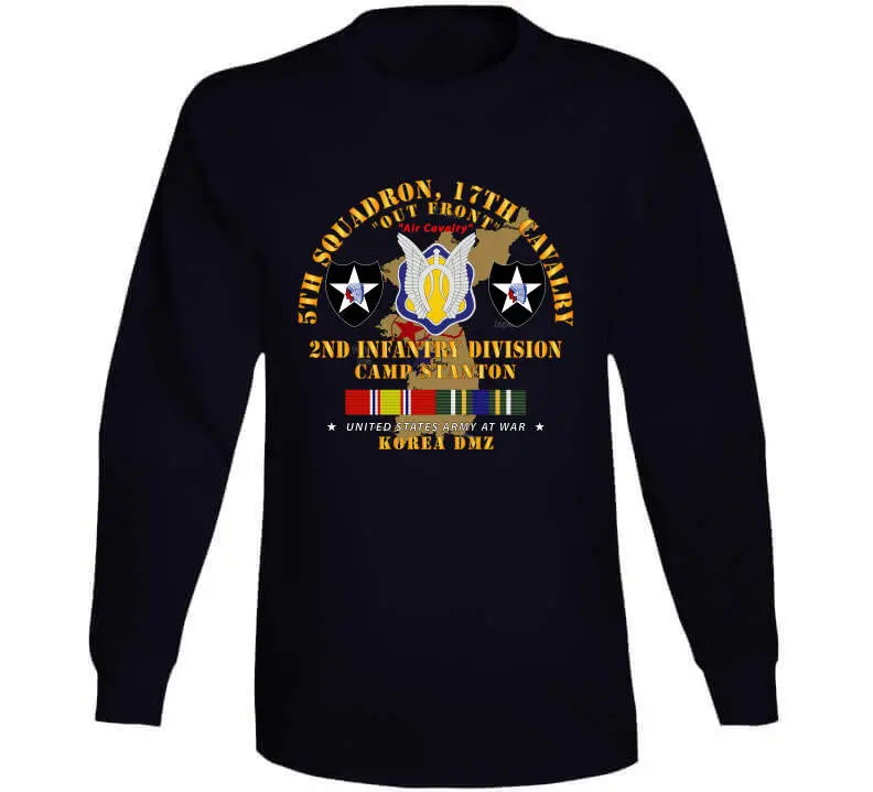 Vintage Military T-Shirt Featuring 5th Squadron, 17th Cavalry Regiment – Camp Stanton, 2nd Infantry Division with Korea Service Map Design - Image 12