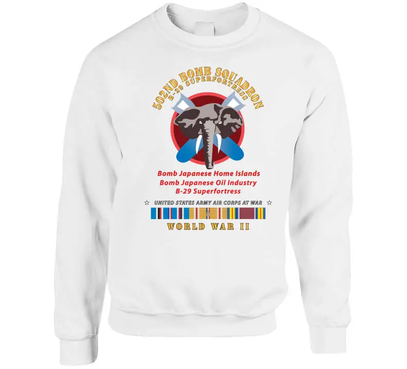 502nd Bomb Squadron B-29 Superfortress WWII Pacific Campaign Vintage T-Shirt, Crewneck Sweatshirt, Hoodie & Long-Sleeve Tee - Image 8