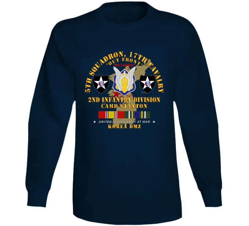 Vintage Military T-Shirt Featuring 5th Squadron, 17th Cavalry Regiment – Camp Stanton, 2nd Infantry Division with Korea Service Map Design - Image 13