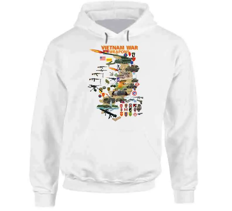 Vietnam Military Units Map T-Shirt Featuring Weapons and Tactical Equipment - Image 11