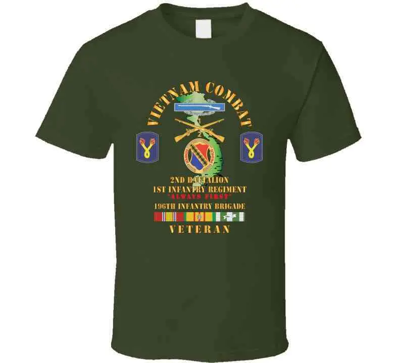 Army - Vietnam Combat Veteran W 2Nd Bn 1St Inf Regt - Always First W Dui - Cib - 196Th Inf Bde X 300 T Shirt 20