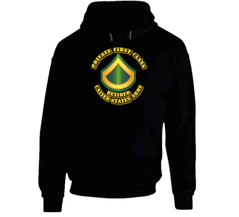 Private First Class - E3 - W Text - Retired - Hoodie 1