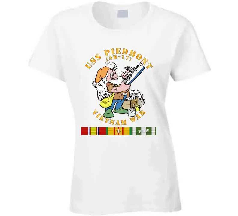 Navy - Uss Piedmont (Ad-17) W Vn Svc - Vietnam War Ladies T Shirt 11