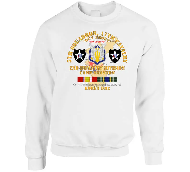 Vintage Military T-Shirt Featuring 5th Squadron, 17th Cavalry Regiment – Camp Stanton, 2nd Infantry Division with Korea Service Map Design - Image 8