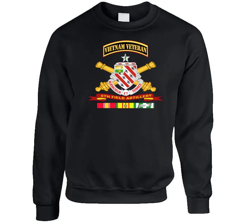 Veteran Long Sleeve T-Shirt – 8th Field Artillery Army Unit with Vietnam Service Ribbon and Vet Tab - Image 9