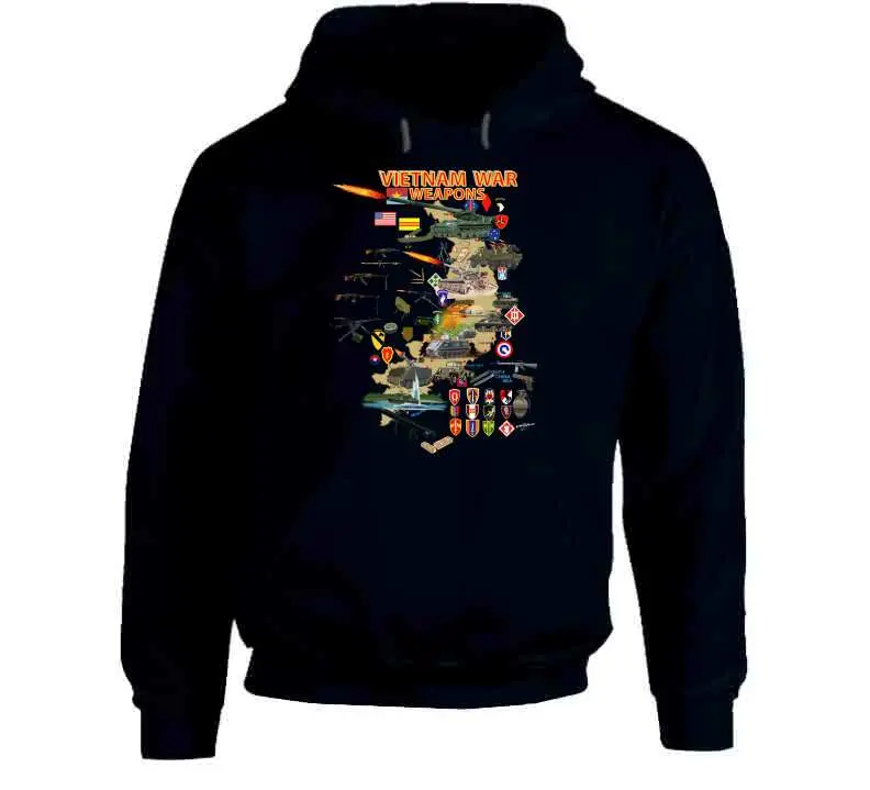 Vietnam Military Units Map T-Shirt Featuring Weapons and Tactical Equipment - Image 10