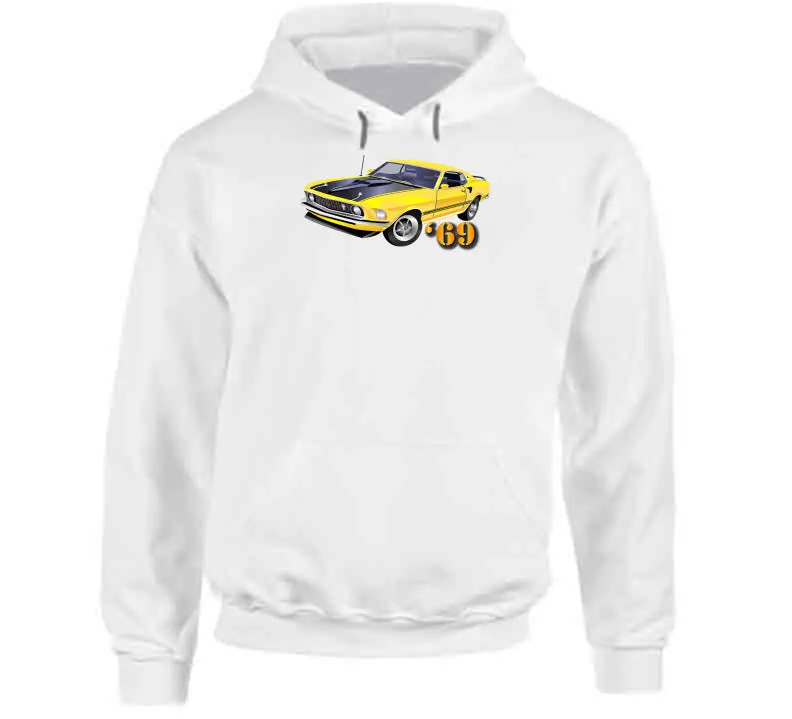 Retro 1969 Ford Mach 1 Yellow Hoodie
