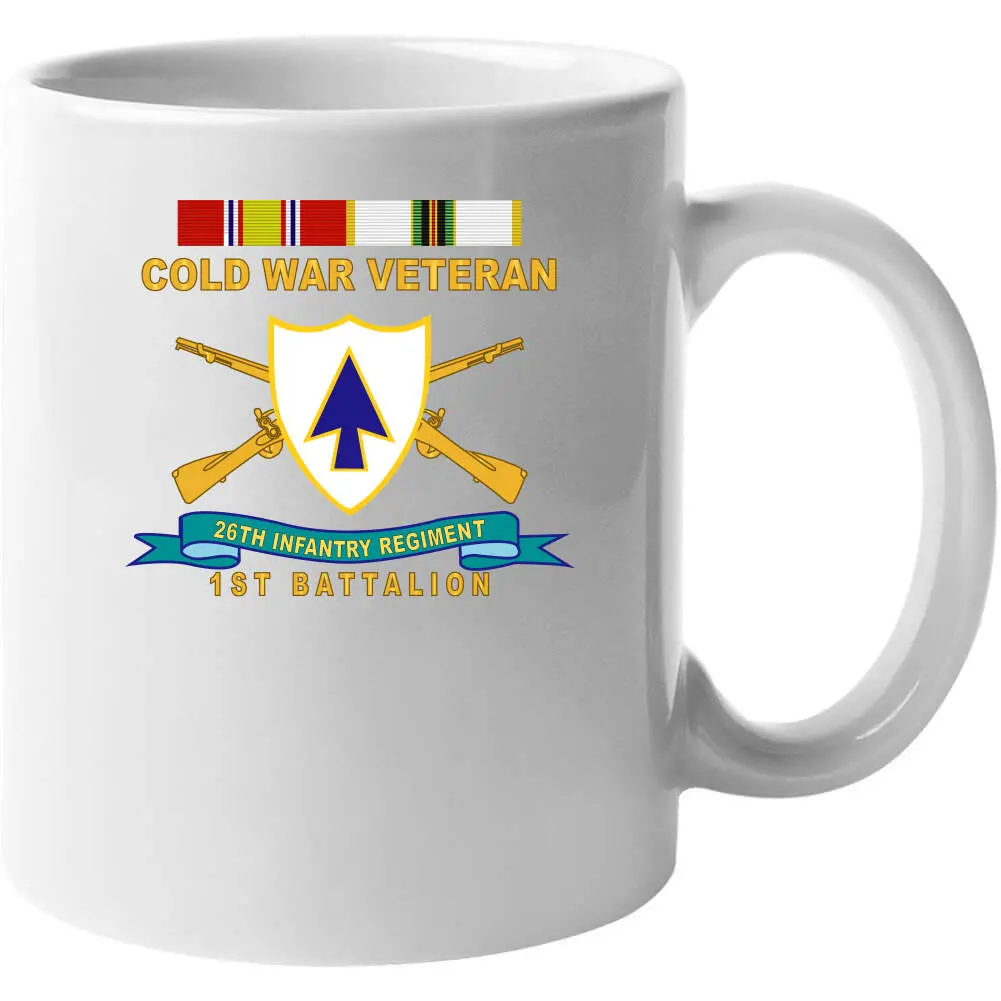 Official 26th Infantry Regiment T-shirt featuring distinctive unit insignia (DUI), bronze service ribbon, and Cold War service emblem for 1st Battalion - Image 16