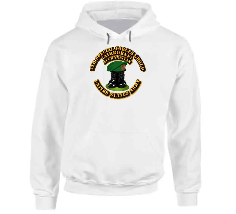 SOF 7th SFG Afghanistan Hoodie Featuring Boots and Beret Motif