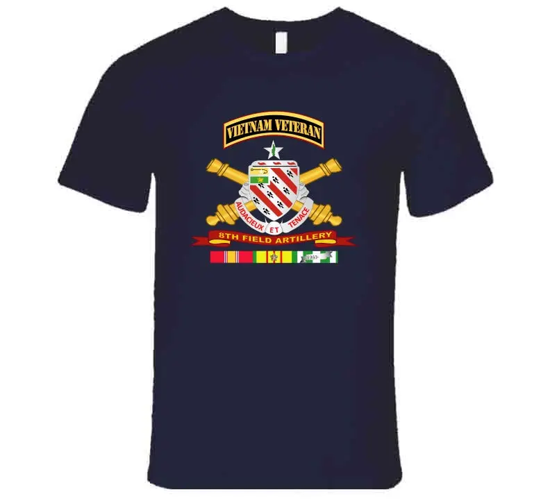 Veteran Long Sleeve T-Shirt – 8th Field Artillery Army Unit with Vietnam Service Ribbon and Vet Tab - Image 19
