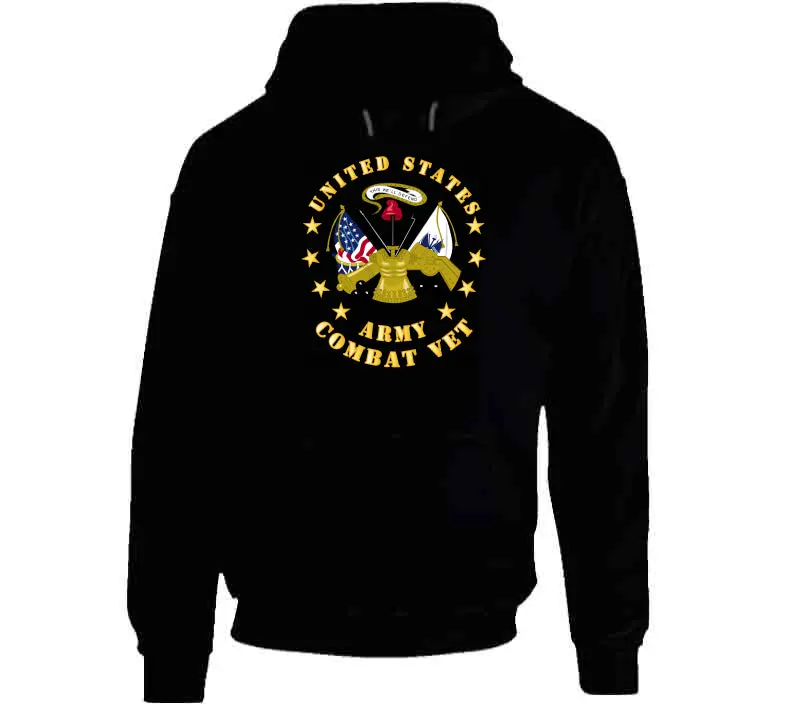 Emblem - Us Army Center - Combat Veteran - Blk - Hoodie 1