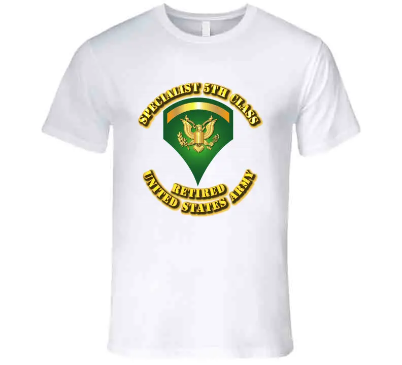 Premium Retired Specialist 5 (E5) W Text T-Shirt - Image 2