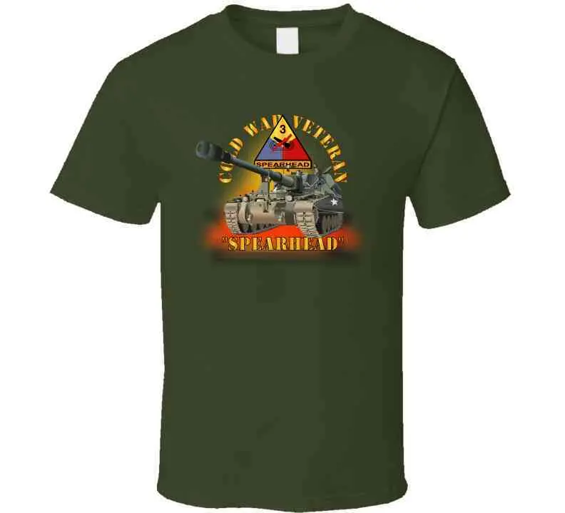 Army - Cold War Vet - 3Rd Armored Division - Spearhead W M109 Howitzer - Fire X 300 T Shirt 2