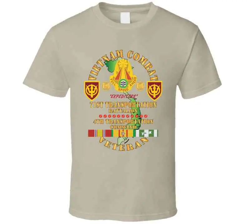 Army - Vietnam Combat Veteran W 71St Transportation Bn, 4Th Trans Command W Vn Svc X 300 T Shirt 4