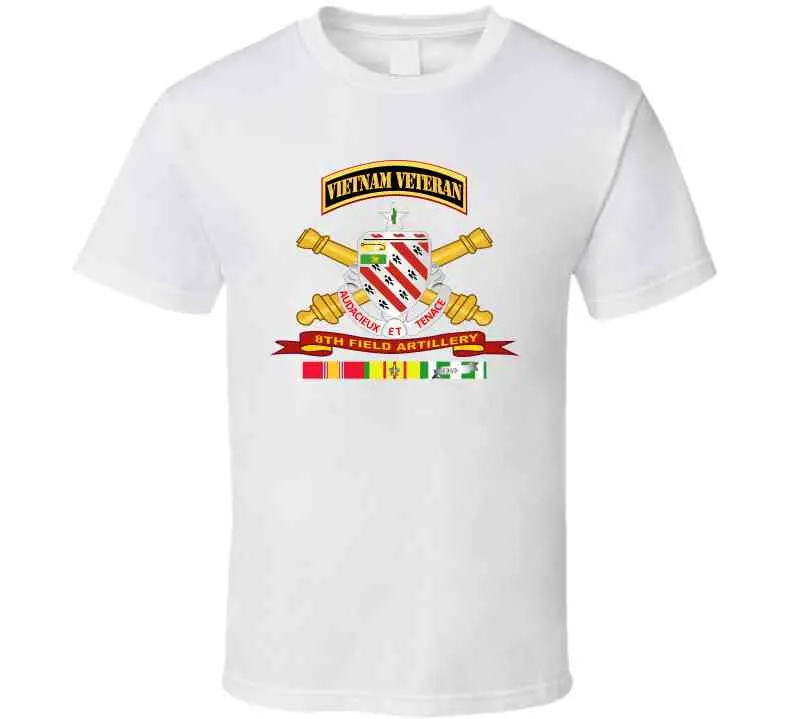 Army - 8Th Field Artillery W Br - Ribbon Vn Svc Vet Tab Long Sleeve T Shirt 20