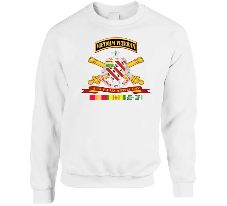 Veteran Long Sleeve T-Shirt – 8th Field Artillery Army Unit with Vietnam Service Ribbon and Vet Tab - Image 11