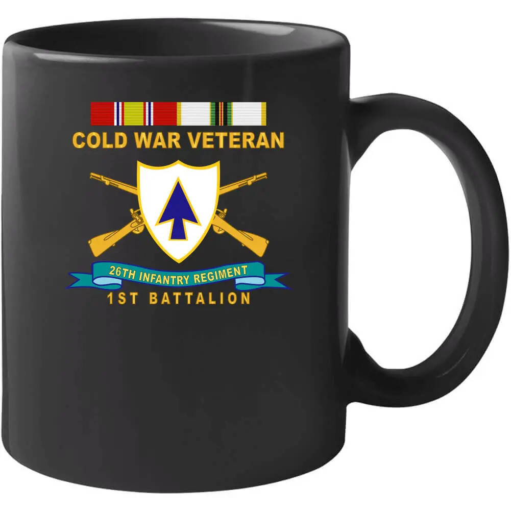 Official 26th Infantry Regiment T-shirt featuring distinctive unit insignia (DUI), bronze service ribbon, and Cold War service emblem for 1st Battalion - Image 15