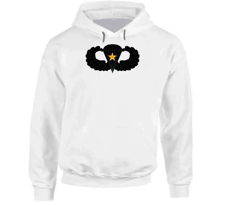 Black metal Army parachutist badge featuring one combat star, designed as a durable 1x300 mm T-shirt applique - Image 12