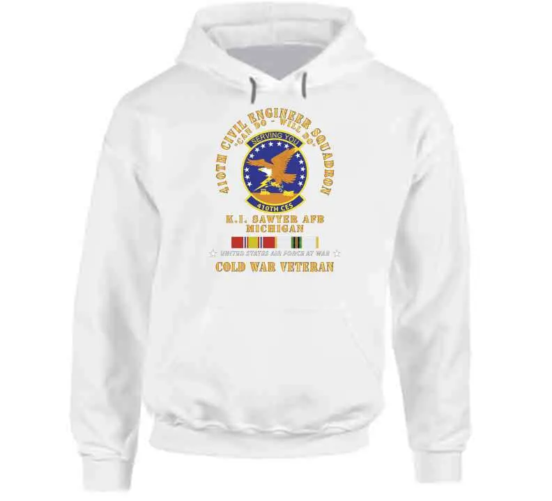 Vintage-inspired USAF 410th Civil Engineer Squadron T-shirt honoring Cold War service at K.I. Sawyer Air Force Base, Michigan — featuring the iconic 'Can Do, Will Do' motto and Cold Service X-300 commemorative styling - Image 12
