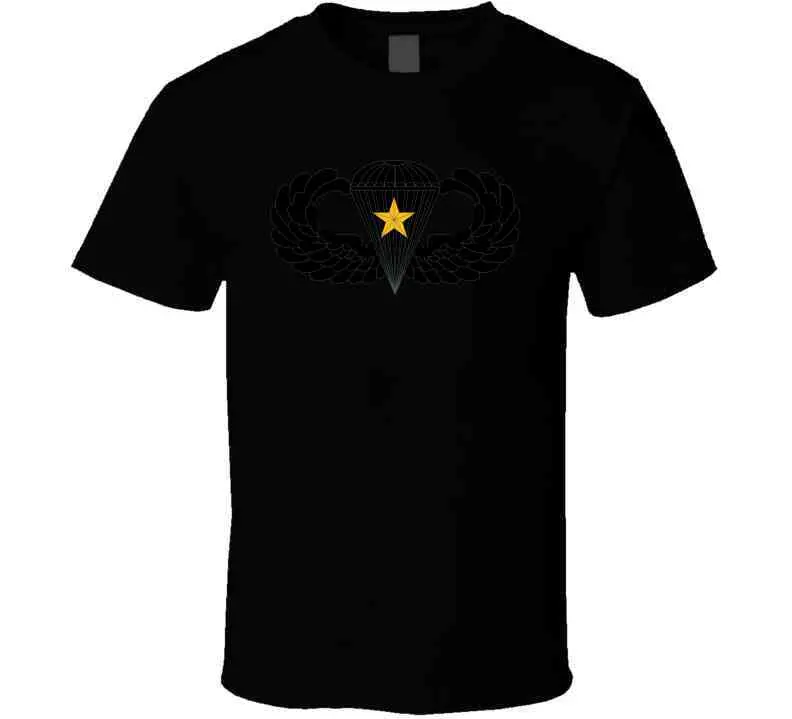 Badge - Army - Parachutist - Basic - 1 Combat Star - Black - Metal - 1 X 300 T Shirt 7