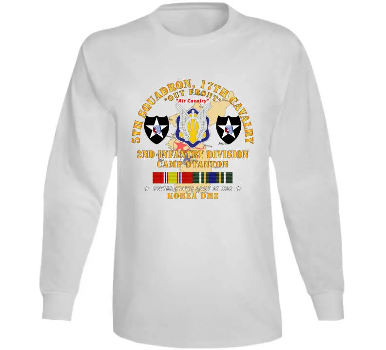 Vintage Military T-Shirt Featuring 5th Squadron, 17th Cavalry Regiment – Camp Stanton, 2nd Infantry Division with Korea Service Map Design - Image 14