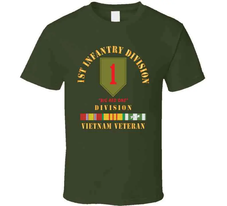 Army - Ssi - 1St Infantry Division - Big Red One - Vietnam Veteran W Vn Svc Bar X T Shirt 3