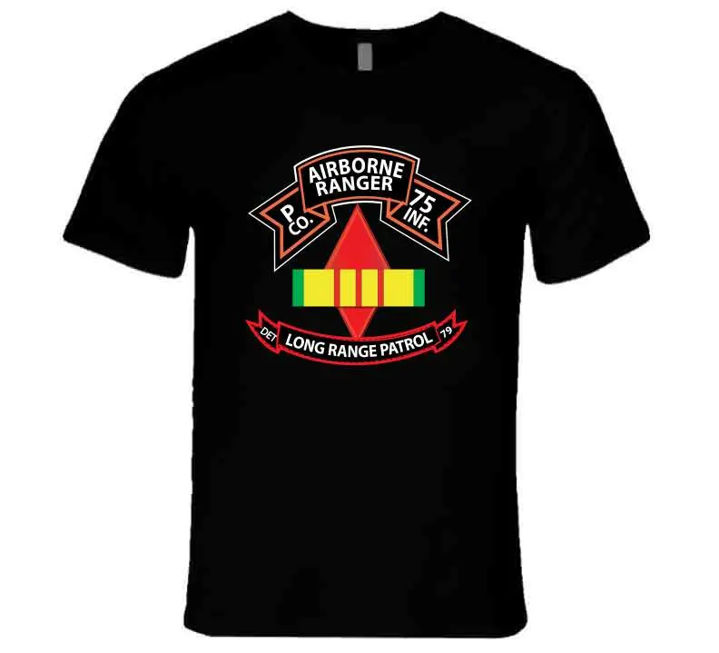 Commemorative Vietnam War T-shirt showcasing the 75th Ranger Regiment, 5th Infantry Division, LRS-D, and Vietnam Service Ribbon - Image 17