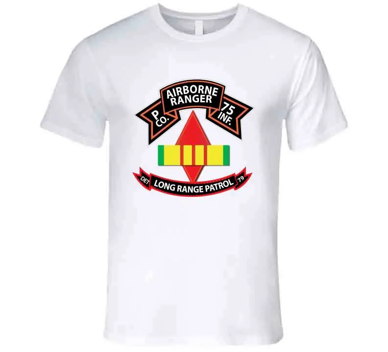 Commemorative Vietnam War T-shirt showcasing the 75th Ranger Regiment, 5th Infantry Division, LRS-D, and Vietnam Service Ribbon - Image 20