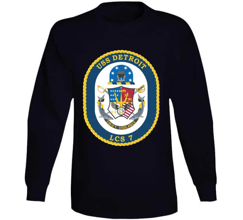 USS Detroit LCS-7 Naval Tribute T-Shirt, Crewneck Sweatshirt, Hoodie & Long-Sleeve Top - Image 12
