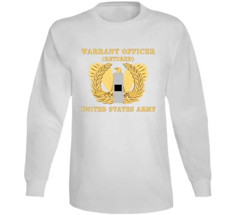 Retired U.S. Army Warrant Officer Grade WO1 T-Shirt Featuring Flat Eagle and Chevron Bar Design - Image 15