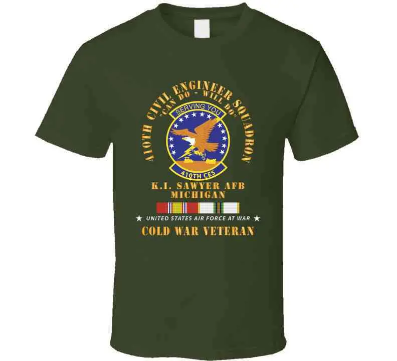 Usaf - 410Th Civil Engineer Squadron - Can Do - Will Do - Ki Sawyer Afb, Mi Cold War Veteran Cold Svc X 300 T Shirt 3