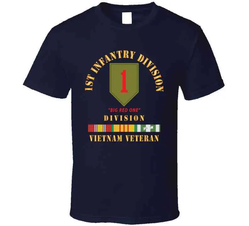 Army - Ssi - 1St Infantry Division - Big Red One - Vietnam Veteran W Vn Svc Bar X T Shirt 4
