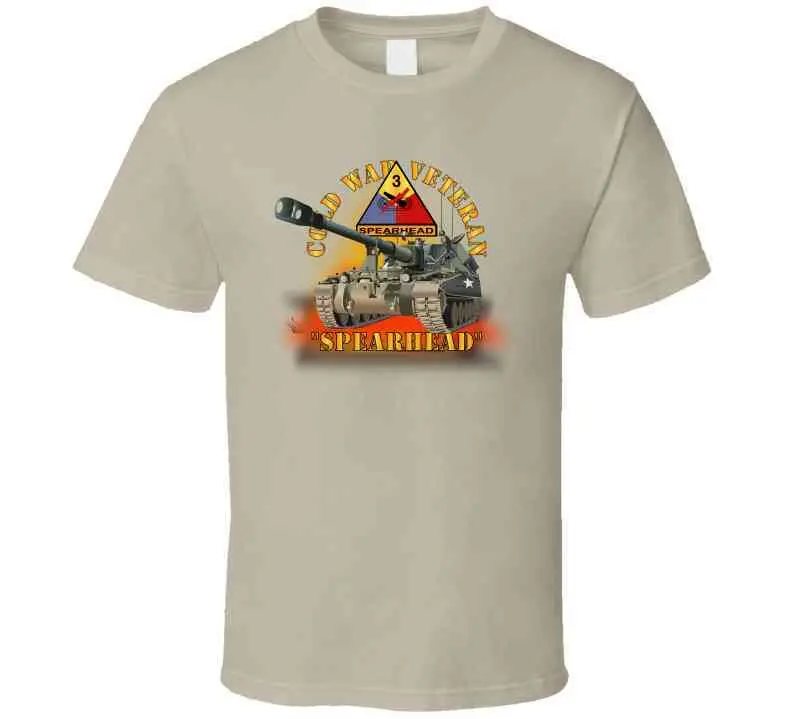 Army - Cold War Vet - 3Rd Armored Division - Spearhead W M109 Howitzer - Fire X 300 T Shirt 4