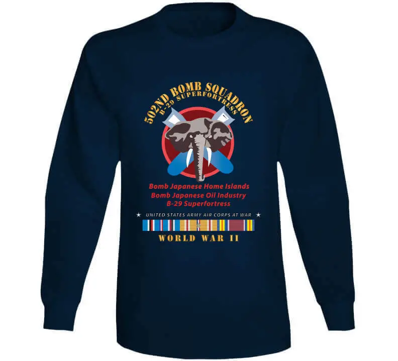 502nd Bomb Squadron B-29 Superfortress WWII Pacific Campaign Vintage T-Shirt, Crewneck Sweatshirt, Hoodie & Long-Sleeve Tee - Image 13