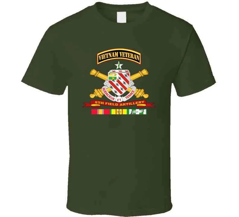 Army - 8Th Field Artillery W Br - Ribbon Vn Svc Vet Tab Long Sleeve T Shirt 17