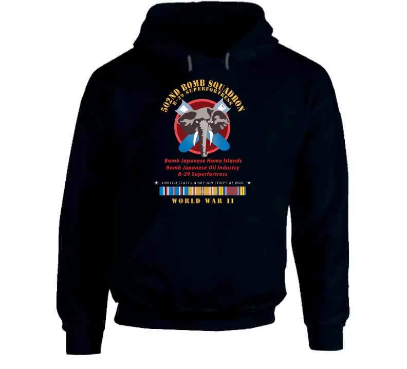 502nd Bomb Squadron B-29 Superfortress WWII Pacific Campaign Vintage T-Shirt, Crewneck Sweatshirt, Hoodie & Long-Sleeve Tee - Image 10