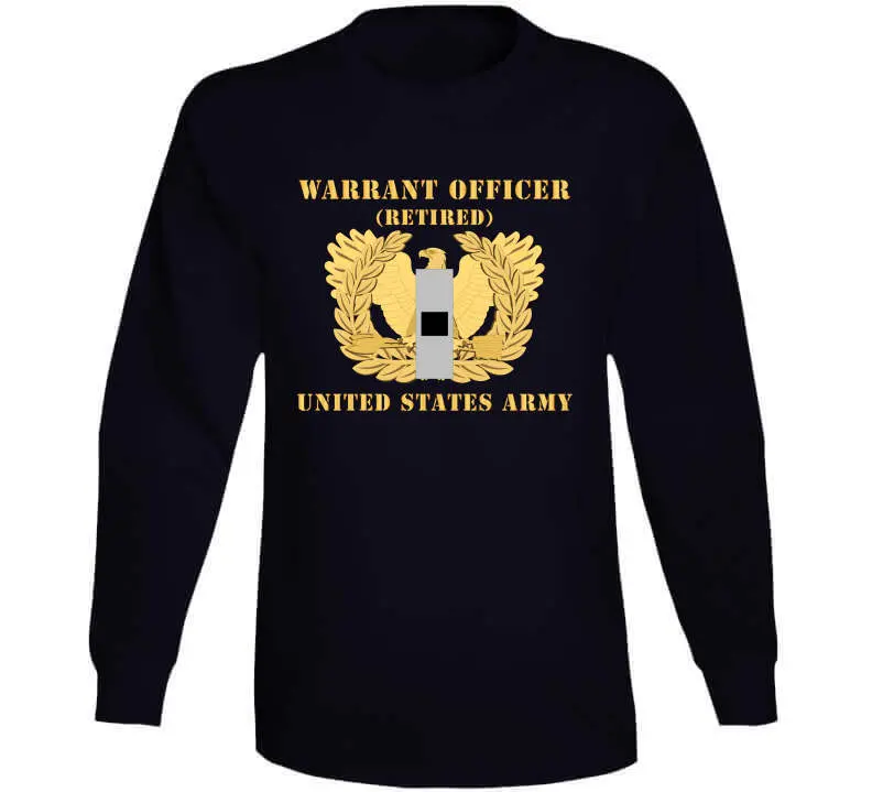 Retired U.S. Army Warrant Officer Grade WO1 T-Shirt Featuring Flat Eagle and Chevron Bar Design - Image 13